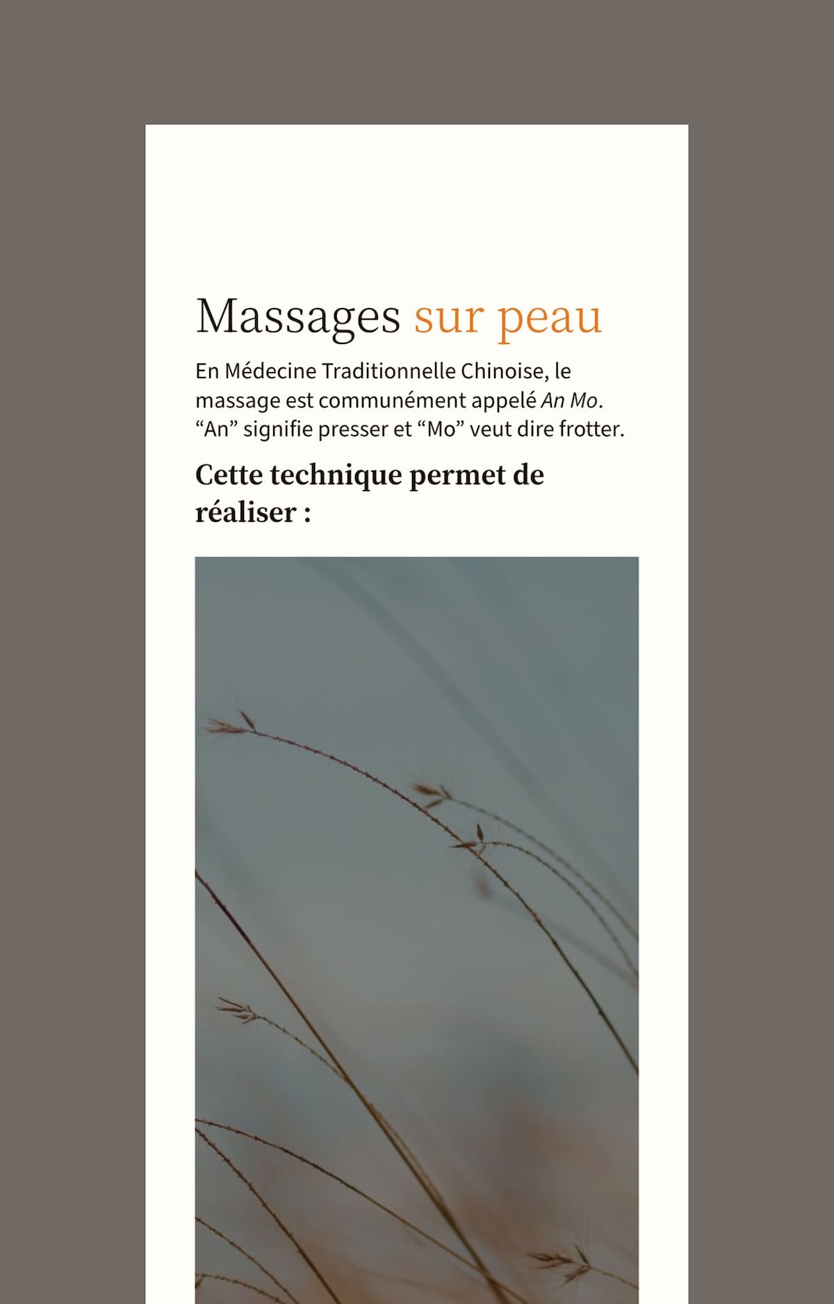 Hyeminso - Page massage sur peau mobile