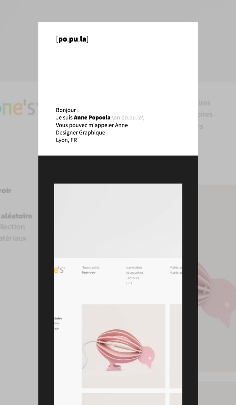 Portfolio 2020 - Page d'accueil mobile